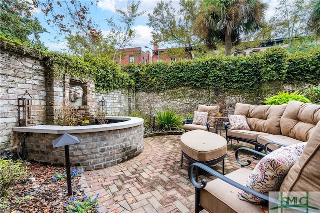 view of terrace featuring an outdoor hangout area