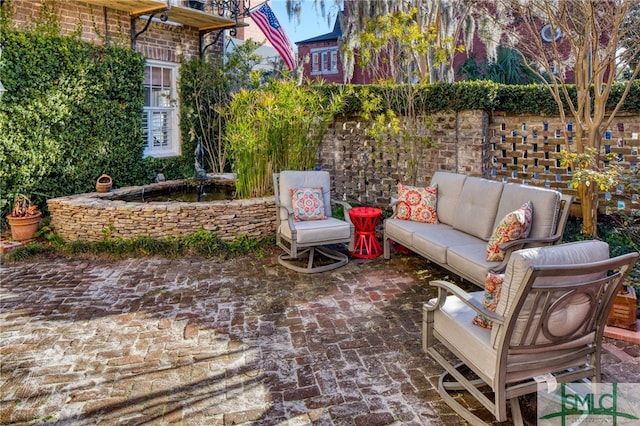 view of patio with an outdoor hangout area