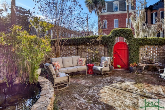 view of patio featuring outdoor lounge area