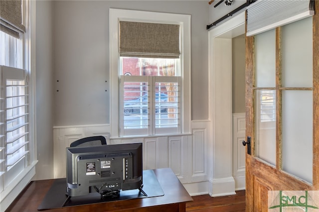 interior space featuring dark hardwood / wood-style flooring