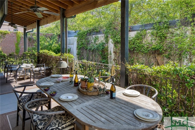 view of patio with ceiling fan