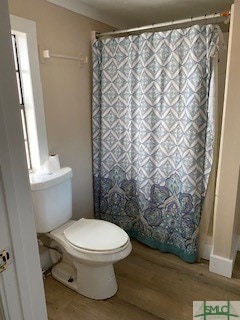 bathroom featuring toilet and hardwood / wood-style floors