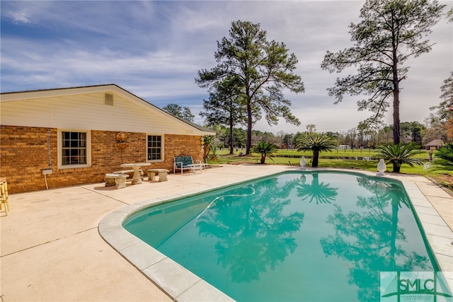 view of swimming pool featuring a patio