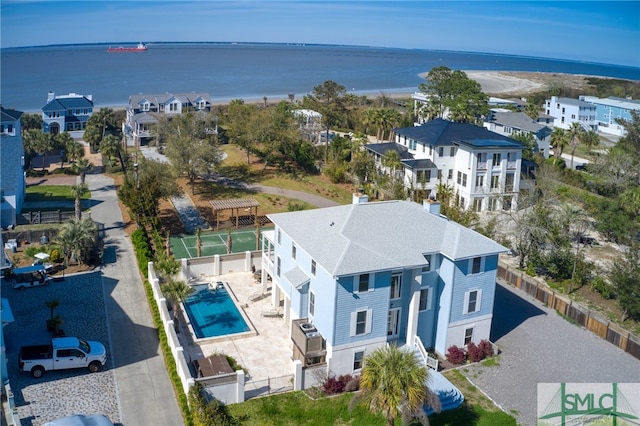 bird's eye view featuring a water view