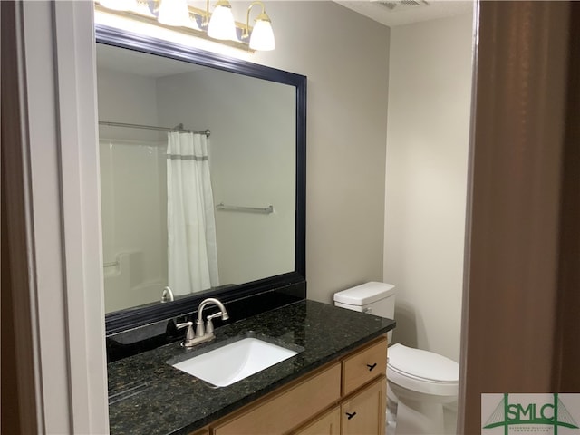 bathroom featuring toilet and vanity with extensive cabinet space