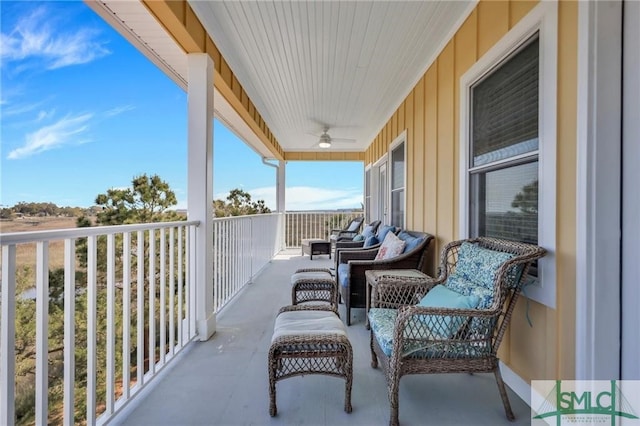 balcony featuring a porch