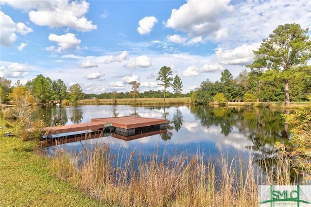 view of dock featuring a water view