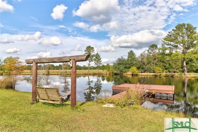 view of dock featuring a water view