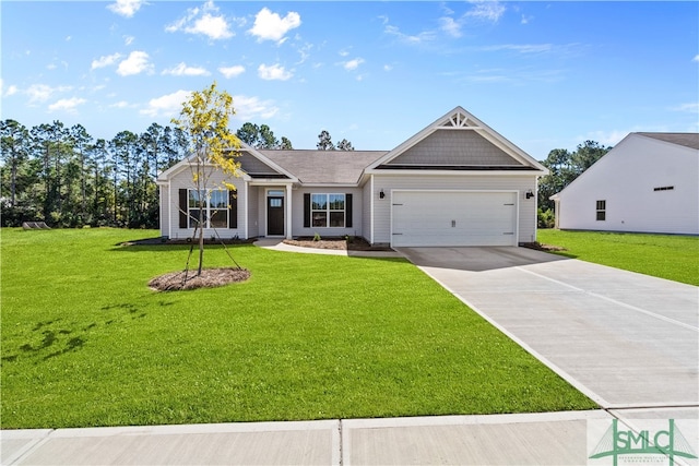 view of front facade with a front lawn and a garage