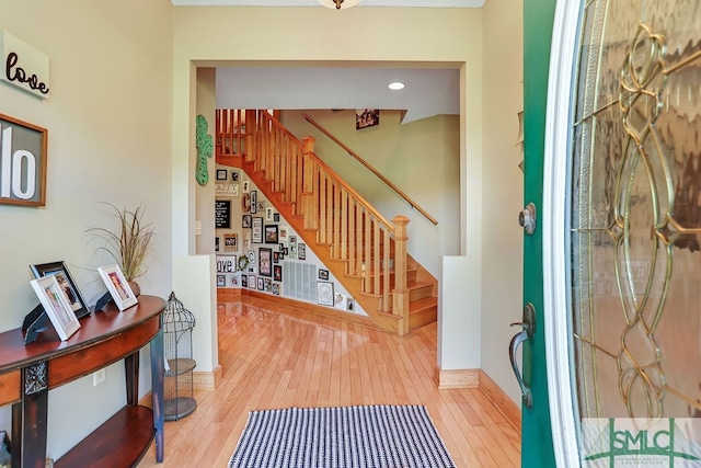 foyer entrance featuring light hardwood / wood-style floors