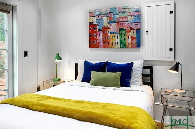 bedroom featuring hardwood / wood-style floors