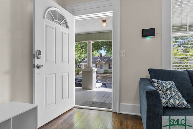 foyer featuring dark hardwood / wood-style flooring