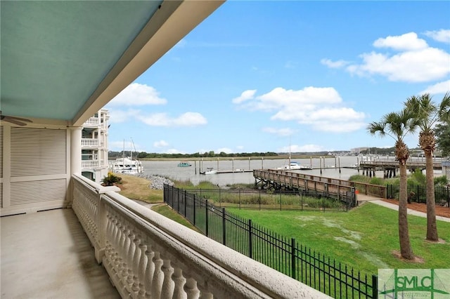 balcony with a water view