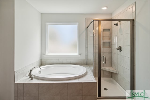 bathroom with plus walk in shower