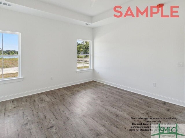 empty room featuring dark hardwood / wood-style floors