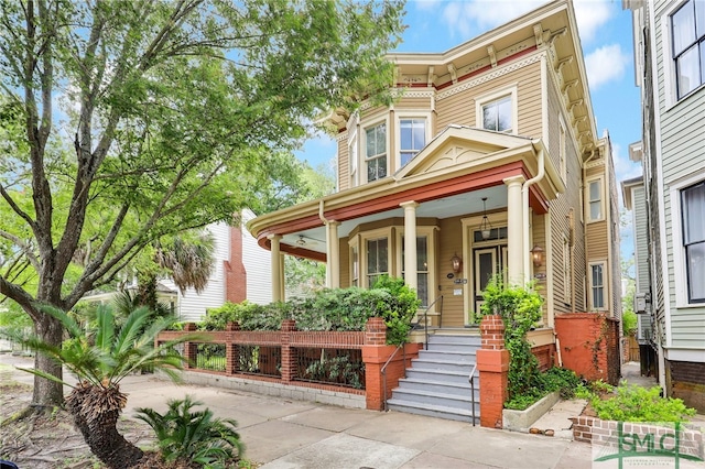 view of front of property with a porch