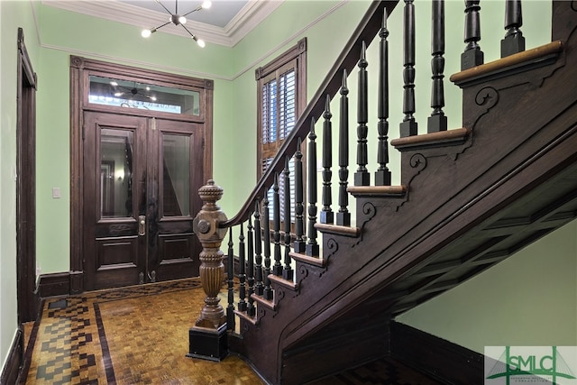 foyer entrance with ornamental molding