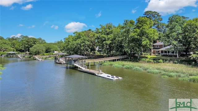 dock area featuring a water view