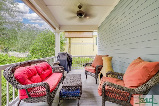 view of terrace featuring an outdoor hangout area