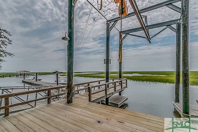 view of dock featuring a water view