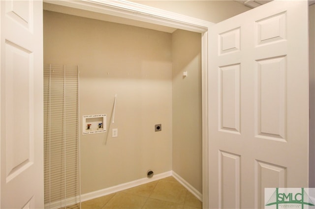 washroom featuring tile floors, electric dryer hookup, and washer hookup