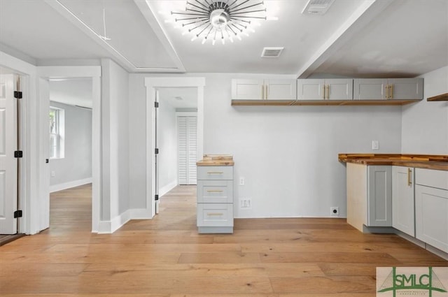 interior space with wood counters and light wood-type flooring