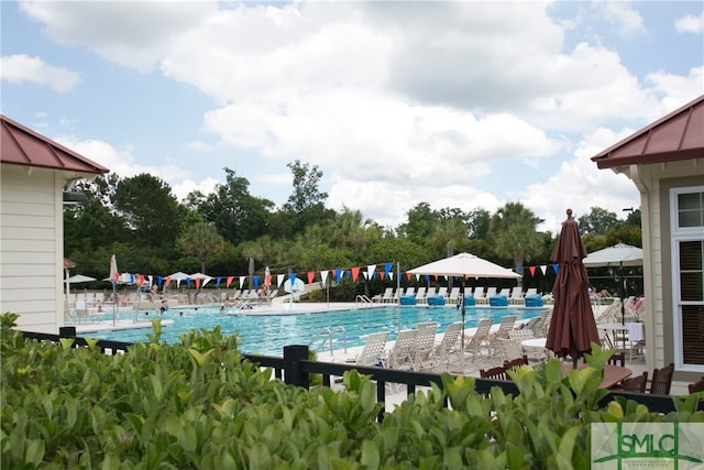 view of pool with a patio