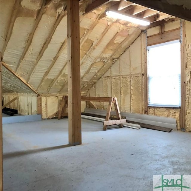 view of unfinished attic