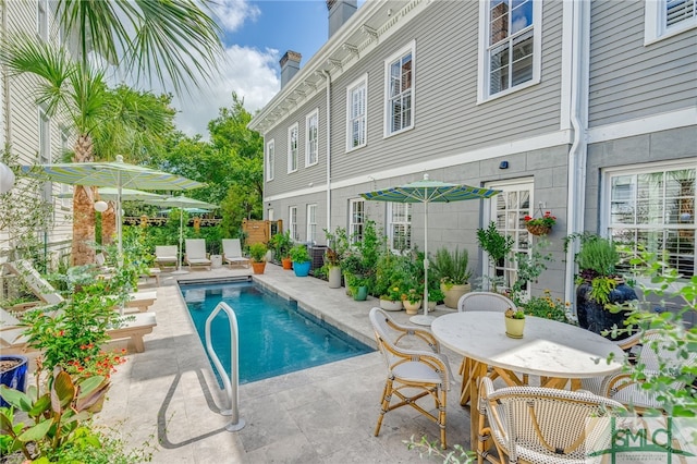 view of swimming pool with a patio