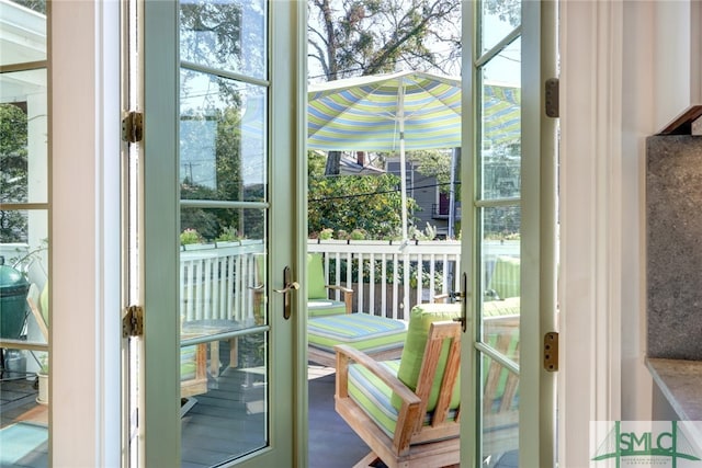 doorway with french doors