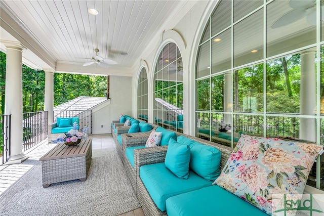 view of patio / terrace featuring an outdoor hangout area and ceiling fan