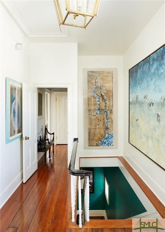 hallway featuring dark hardwood / wood-style flooring