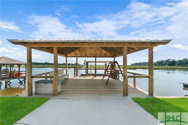 view of dock featuring a water view