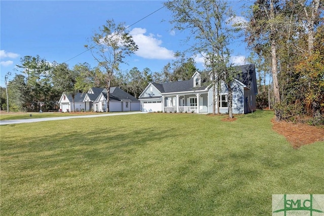 cape cod house featuring a front lawn and a porch