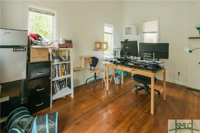 office space featuring dark hardwood / wood-style floors