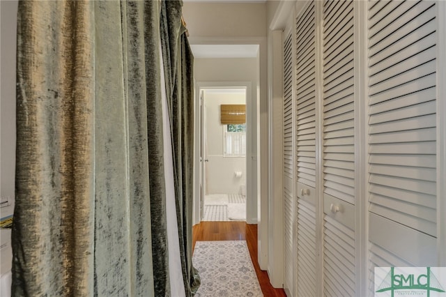 hallway featuring wood-type flooring