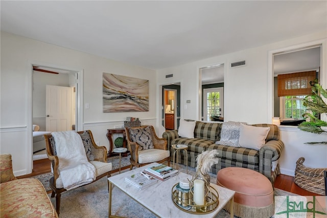 living room featuring hardwood / wood-style flooring