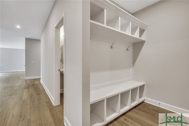 mudroom featuring hardwood / wood-style flooring