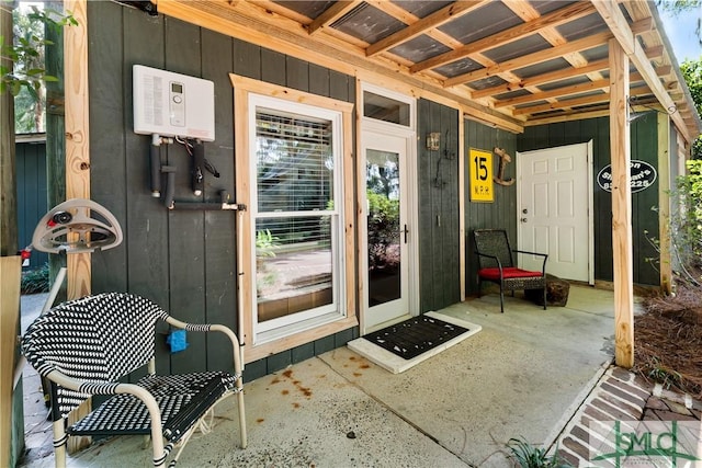 property entrance with water heater