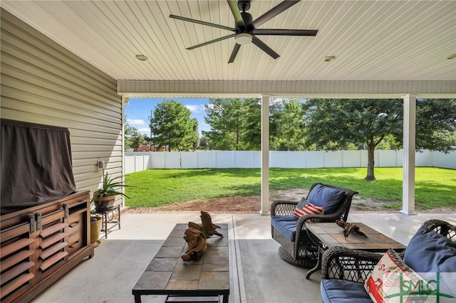 view of patio / terrace with ceiling fan