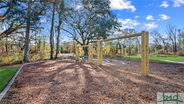 view of yard with a playground