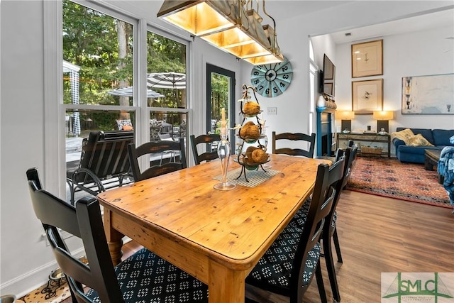 dining area featuring light hardwood / wood-style flooring