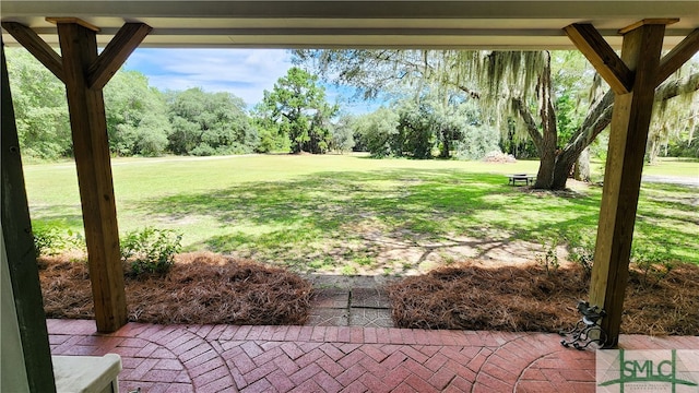 view of yard featuring a patio