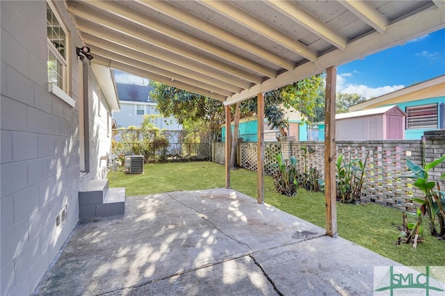 view of patio / terrace featuring central AC unit