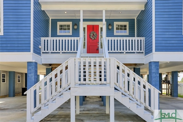 entrance to property with a porch