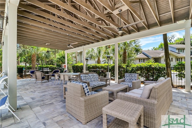 view of patio / terrace featuring ceiling fan