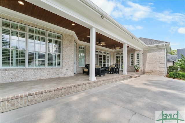 view of patio with ceiling fan