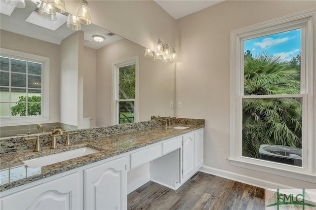 bathroom featuring vanity and wood-type flooring