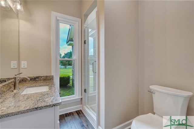 bathroom featuring toilet, vanity, and a wealth of natural light