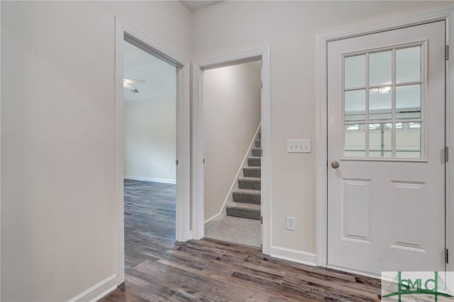 entrance foyer with hardwood / wood-style floors